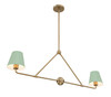 Xavier 2 Light Vibrant Gold + Green Chandelier (XAV-B9302-VG-GR)