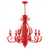 Valencia 6 Light Shiny Red Large Chandelier (49066-72)