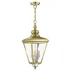 Adams 3 Light Antique Brass Outdoor Large Pendant Lantern with Brushed Nickel Finish Cluster (27377-01)