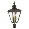 Adams 3 Light Bronze Outdoor Large Post Top Lantern with Antique Brass Finish Cluster (27375-07)