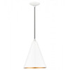 Dulce 1 Light Shiny White Cone Pendant with Polished Chrome Accents (41492-69)