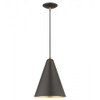 Dulce 1 Light Bronze Cone Pendant with Antique Brass Accents (41492-07)