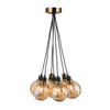 Artcraft Lighting Gem Collection 7-Light Pendant with Amber Glass Black and Brushed Brass (AC11877AM)