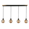 Artcraft Lighting Gem Collection 4-Light Island/Pool Table with Amber Glass Black and Brushed Brass (AC11874AM)