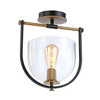 Artcraft Lighting Cheshire Collection 1-Light Semi-Flush Mount, Black & Brass (AC11743BB)