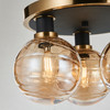 Artcraft Lighting Gem Collection 3-Light Semi-Flush Mount with Amber Glass Black and Brushed Brass (AC11873AM)