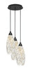 Array 3 Light Cord Hung Cluster Pendalier, Matte Black Finish, 5.5" Natural Fusion Glass (1818-MB-5064)