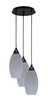 Array 3 Light Cord Hung Cluster Pendalier, Matte Black Finish, 5.5" Gray Matrix Glass (1818-MB-4042)