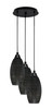 Array 3 Light Cord Hung Cluster Pendalier, Matte Black Finish, 5.5" Black Matrix Glass (1818-MB-4049)