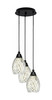 Array 3 Light Cord Hung Cluster Pendalier, Matte Black Finish, 5" Natural Fusion Glass (1816-MB-5054)