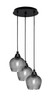 Array 3 Light Cord Hung Cluster Pendalier, Matte Black Finish, 6" Smoke Textured Glass (1818-MB-4602)