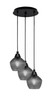 Array 3 Light Cord Hung Cluster Pendalier, Matte Black Finish, 6" Smoke Textured Glass (1818-MB-4622)