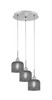 Array 3 Light Cord Hung Cluster Pendalier, Brushed Nickel Finish, 6" Smoke Textured Glass (1818-BN-4612)