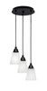 Array 3 Light Cord Hung Cluster Pendalier, Matte Black Finish, 4.5" Square White Muslin Glass (1818-MB-460)