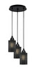 Array 3 Light Cord Hung Cluster Pendalier, Matte Black Finish, 4" Black Matrix Glass (1818-MB-4069)