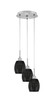 Array 3 Light Cord Hung Cluster Pendalier, Brushed Nickel Finish, 5" Black Matrix Glass (1816-BN-4029)