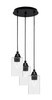 Array 3 Light Cord Hung Cluster Pendalier, Matte Black Finish, 4" Square Clear Bubble Glass (1818-MB-530)