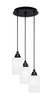 Array 3 Light Cord Hung Cluster Pendalier, Matte Black Finish, 4" White Marble Glass (1818-MB-3001)