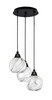 Array 3 Light Cord Hung Cluster Pendalier, Matte Black Finish, 5.75" Onyx Swirl Glass (1818-MB-4109)