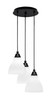 Array 3 Light Cord Hung Cluster Pendalier, Matte Black Finish, 6.25" White Marble Glass (1818-MB-4761)
