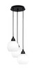 Array 3 Light Cord Hung Cluster Pendalier, Matte Black Finish, 5.75" White Marble Glass (1816-MB-4101)
