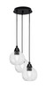 Array 3 Light Cord Hung Cluster Pendalier, Matte Black Finish, 5.75" Smoke Bubble Glass (1816-MB-4102)