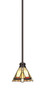 Edge Stem Hung Mini Pendant, Espresso Finish, 7" Zion Art Glass (1151-ES-9345)
