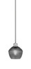 Edge Stem Hung Mini Pendant, Brushed Nickel Finish, 6" Smoke Textured Glass (1151-BN-4622)