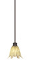 Edge Stem Hung Mini Pendant, Espresso Finish, 7" Vanilla Leaf Glass (1151-ES-1025)