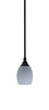 Stem Hung Mini Pendant, Matte Black Finish, 5" Gray Matrix Glass (23-MB-4022)