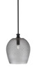 Zola Stem Hung Pendant, Matte Black Finish, 12" Smoke Textured Glass (75-MB-4202)