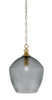 Zola Chain Hung Pendant, New Age Brass Finish, 12" Smoke Textured Glass (95-NAB-4222)