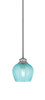 Zola Stem Hung Pendant, Brushed Nickel Finish, 6" Turquoise Textured Glass (72-BN-4605)