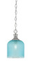 Zola Chain Hung Pendant, Brushed Nickel Finish, 7" Turquoise Textured Glass (96-BN-4915)