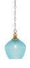 Zola Chain Hung Pendant, New Age Brass Finish, 9" Turquoise Textured Glass (96-NAB-4925)