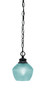 Zola Chain Hung Pendant, Matte Black Finish, 6" Turquoise Textured Glass (92-MB-4625)
