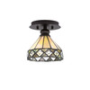 Edge 1 Light Semi-Flush, Espresso Finish, 7" Diamond Peak Art Glass (1160-ES-9405)