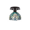 Edge 1 Light Semi-Flush, Espresso Finish, 7" Turquoise Cypress Art Glass (1160-ES-9925)