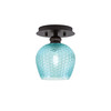 Edge 1 Light Semi-Flush, Espresso Finish, 6" Turquoise Textured Glass (1160-ES-4605)