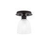 Edge 1 Light Semi-Flush, Espresso Finish, 5" Clear Ribbed Glass (1160-ES-500)