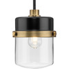 Beckner Collection One-Light Matte Black Clear Glass Urban Industrial Pendant Light (P500471-31M)