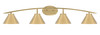 Kurve 4 Light Bath Bar, New Age Brass Finish, 7" New Age Brass Cone Metal Shades (3724-NAB-421-NAB)