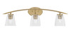 Kurve 3 Light Bath Bar, New Age Brass Finish, 4.5" Square Clear Bubble Glass (3723-NAB-461)