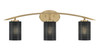 Kurve 3 Light Bath Bar, New Age Brass Finish, 4" Black Matrix Glass (3723-NAB-4069)