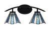 Kurve 2 Light Bath Bar, Matte Black Finish, 7" Sea Ice Art Glass (3722-MB-9325)