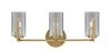 Atlas 3 Light Bath Bar, New Age Brass Finish, 3.5" Square Smoke Bubble Glass (4513-NAB-542)
