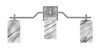 Corbin 3 Light Bath Bar, Graphite Finish, 3.5" Square Onyx Swirl Glass (2313-GP-549)
