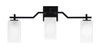 Corbin 3 Light Bath Bar, Matte Black Finish, 3.5" Square White Marble Glass (2313-MB-541)