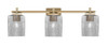 Franklin 3 Light Bath Bar, New Age Brass Finish, 3.5" Square Smoke Bubble Glass (1213-NAB-542)