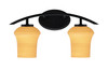 Kurve 2 Light Bath Bar, Matte Black Finish, 5.5" Zilo Cayenne Linen Glass (3722-MB-680)